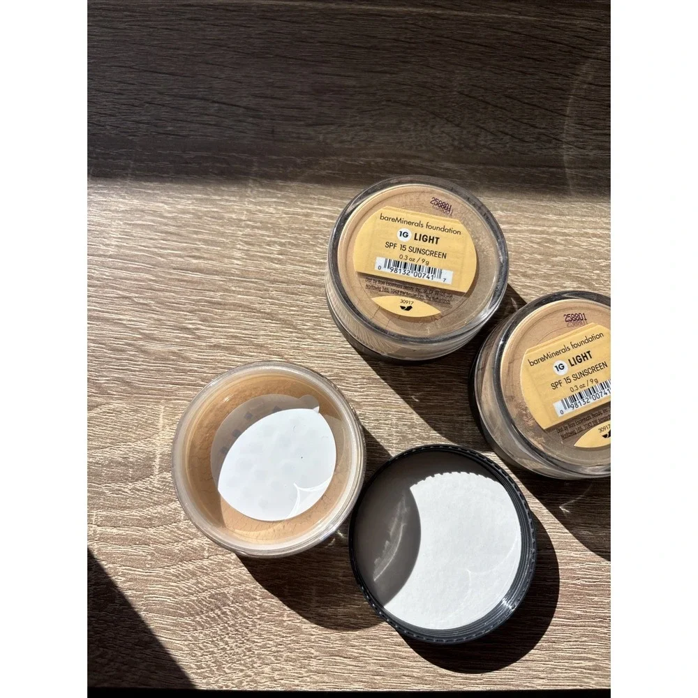 RARE LOT OF 3❗️i.d. bare Minerals Foundation 9g 0.3 Oz SPF 15 Light 1G